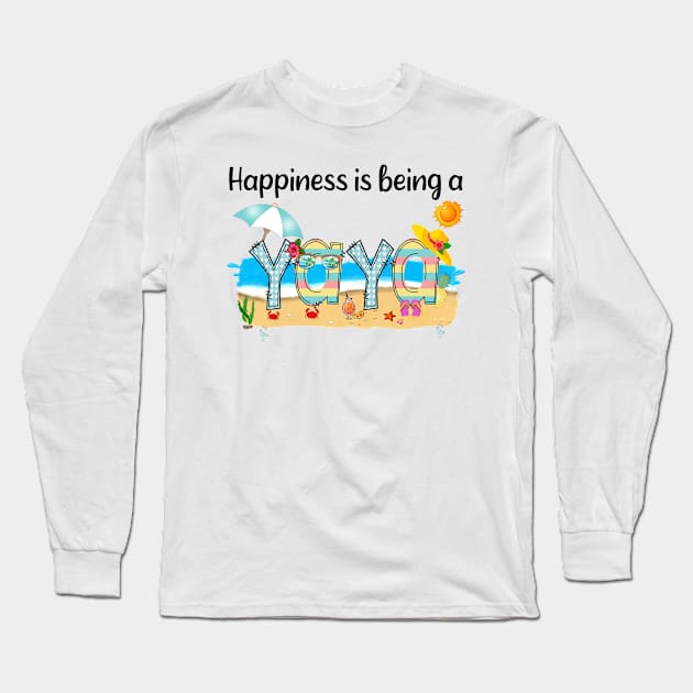 Happiness Is Being A Yaya Summer Beach Happy Mother's Long Sleeve T-Shirt by KIMIKA